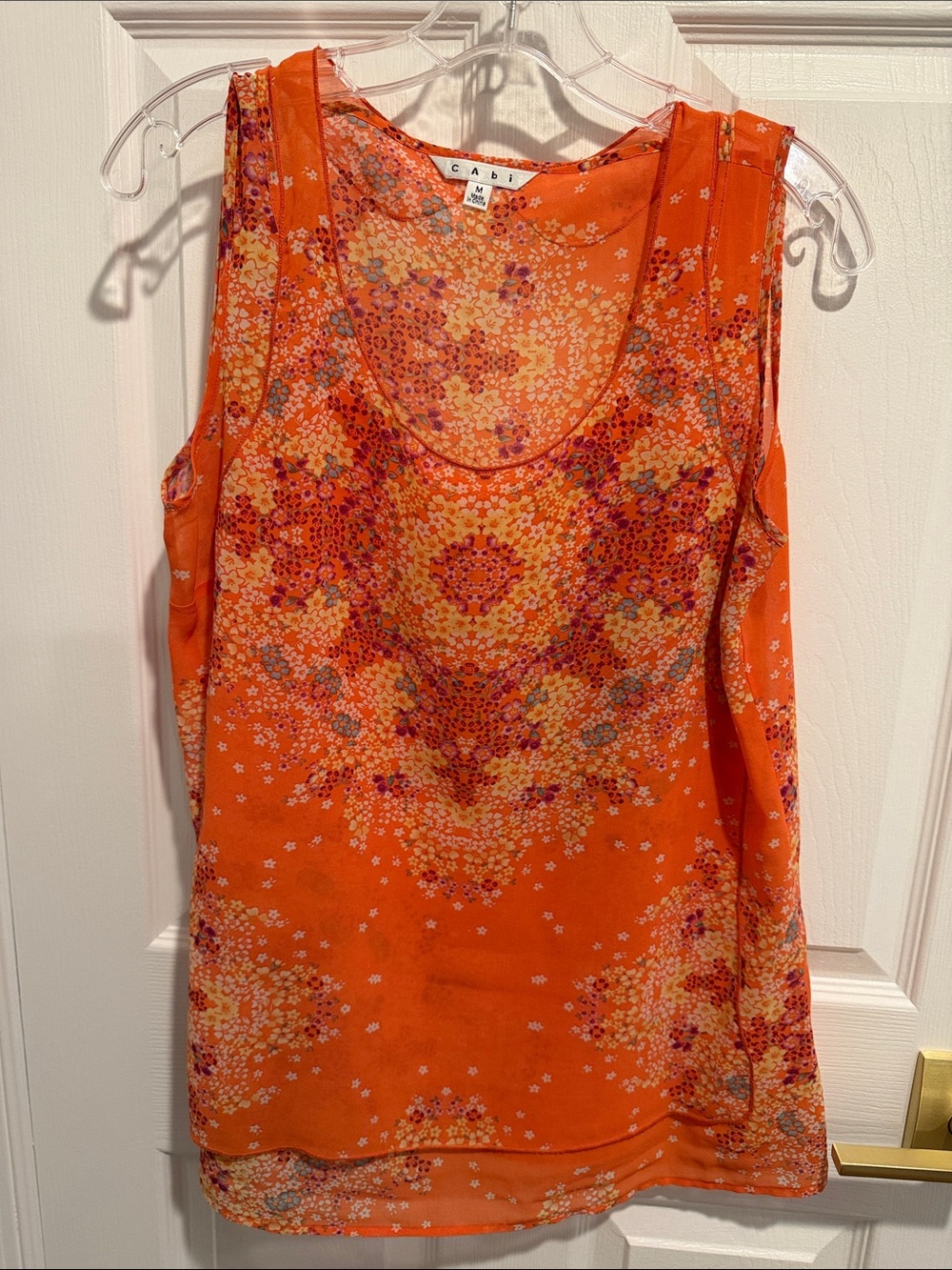 CAbi Orange Floral Scoop Neck Camisole